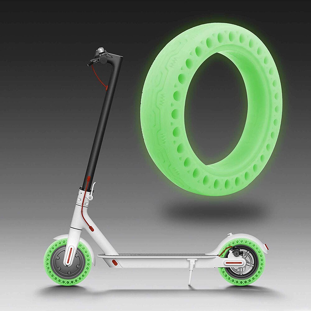 2 stk fluorescerende dæk honeycomb gummi solid lysende dæk slangeløst dæk til xiaomi mijia m365 elektrisk scooter støddæmper: Fluorescensgrøn