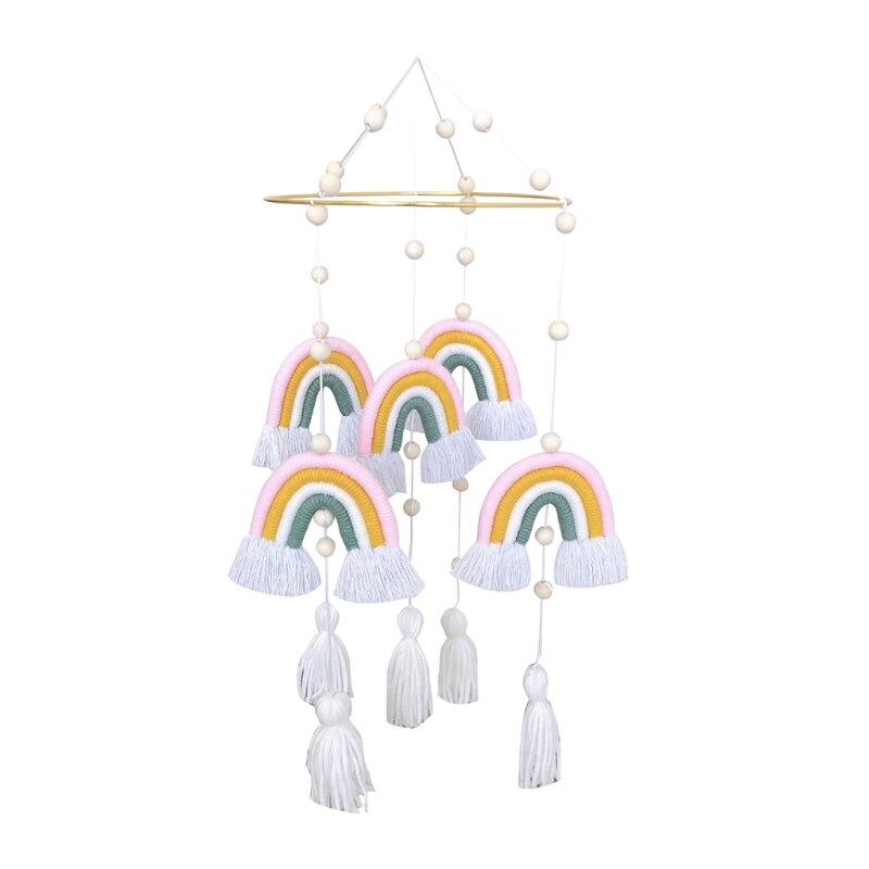 Rainbow Hanging Handmade Weaving Ornament Nordic Baby Kids Room Wall Decor Baby Rattle Mobile Toys Crib Toy: 2