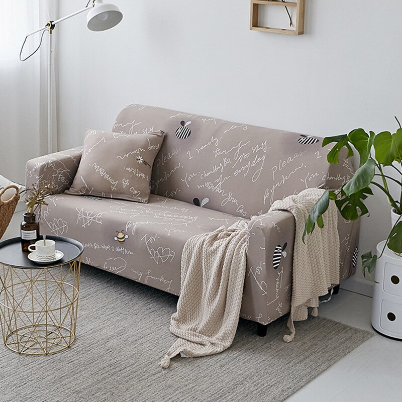 Stretch bankhoes rode lippen woordenpatroon elastische volledige bankhoes voor 1 to 4- zits/l-stijl/u-stijl mooie hoezen