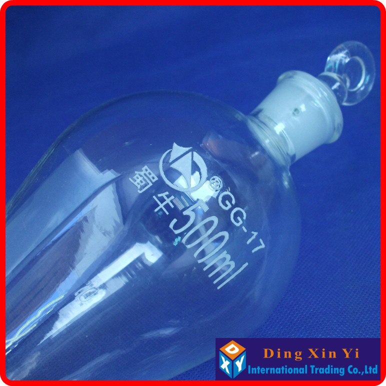 500ml pear shape separatory funnel,glass pear-shaped funnel,Separatory Funnel squib pear shape with ground-in glass stopper