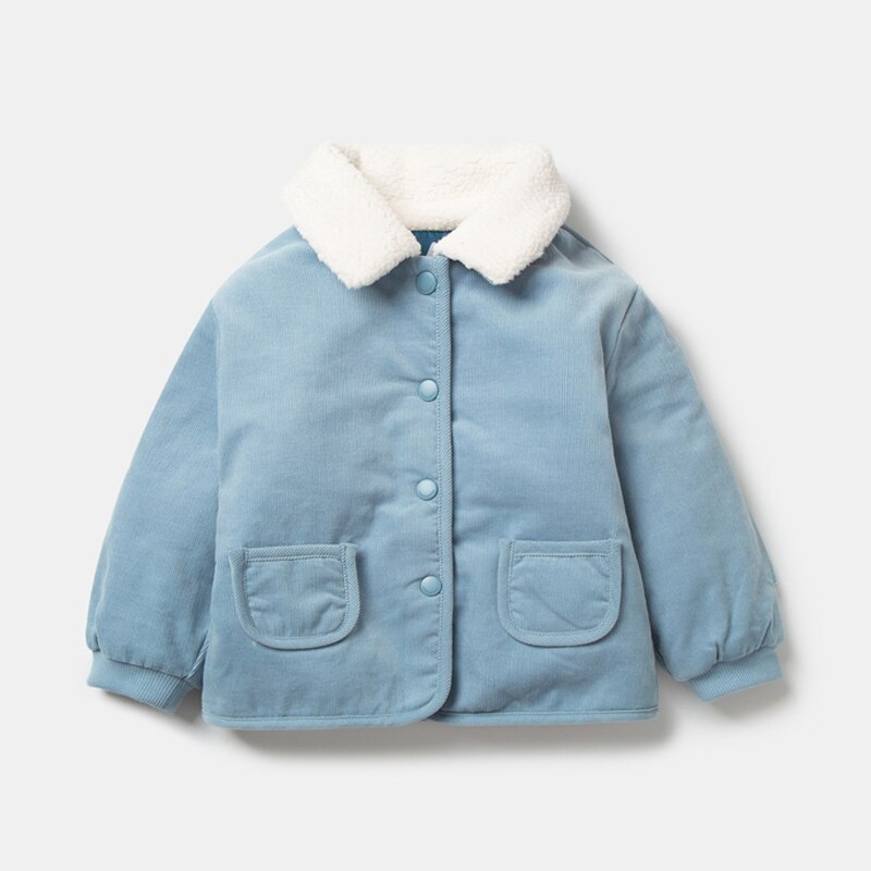 Minibalabala Baby Lam Haar Warme Jas Jongens Baby Revers Overhemd Winter Kinderkleding: blue / 24M