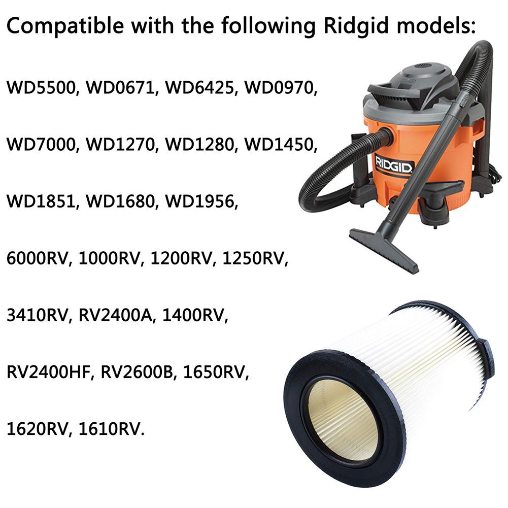Filtro de aspiradora en húmedo/Seco, repuesto para Ridgid VF4000, de 6 a 20 galones, lavable y reutilizable, accesorios para herramientas de limpieza