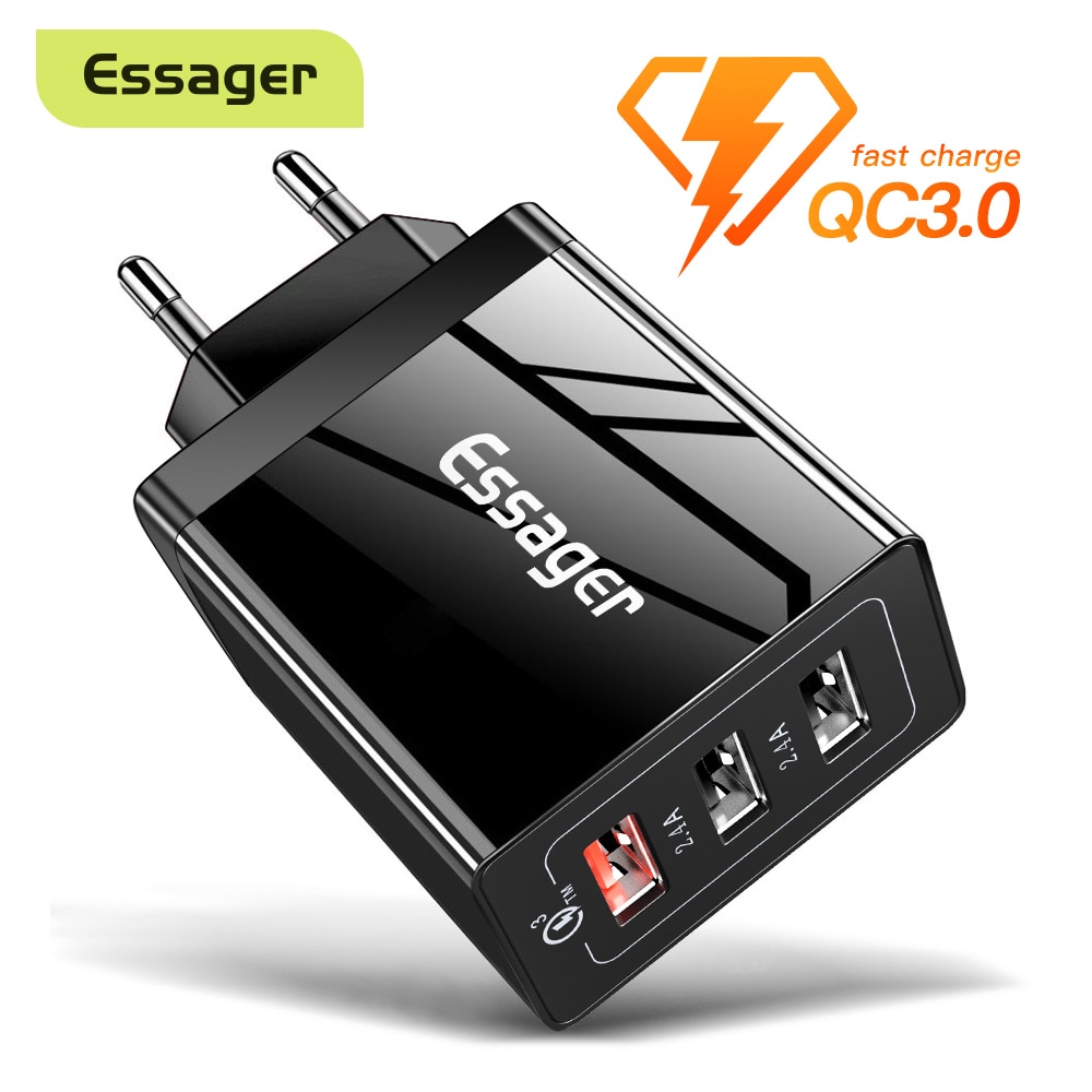 Essager 30W USB Charger QC3.0 QC 3.0 Fast Charging Multi Plug Mobile Phone Charger Wall Adapter For iPhone Samsung Xiaomi mi