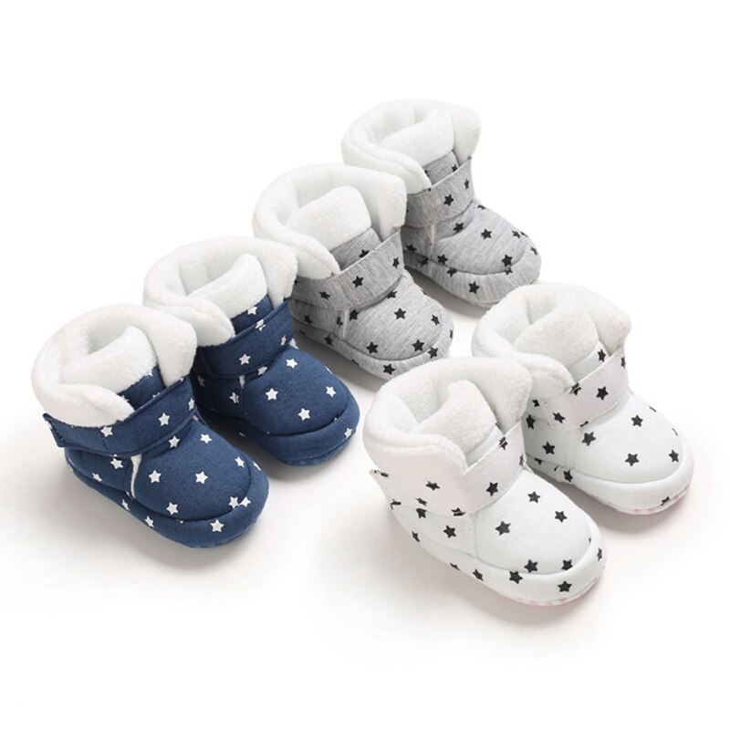 Neue Heiße Baby Mädchen Jungen Schuhe Star Weiche Sohle Winter Bootie Schuhe Winter Warm Boot Schuhe 0-18M erste wanderer