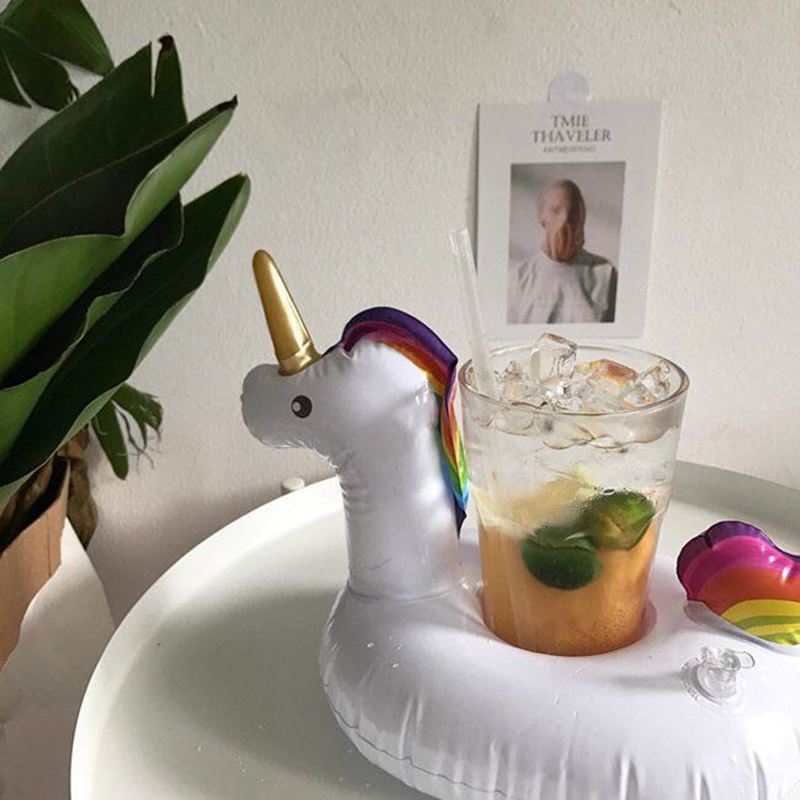 2022 Newest Party Supplies Mini Unicorn Inflatable Cup Holder Drink Floating Party Beverage Boats Phone Stand Holder Pool Toys
