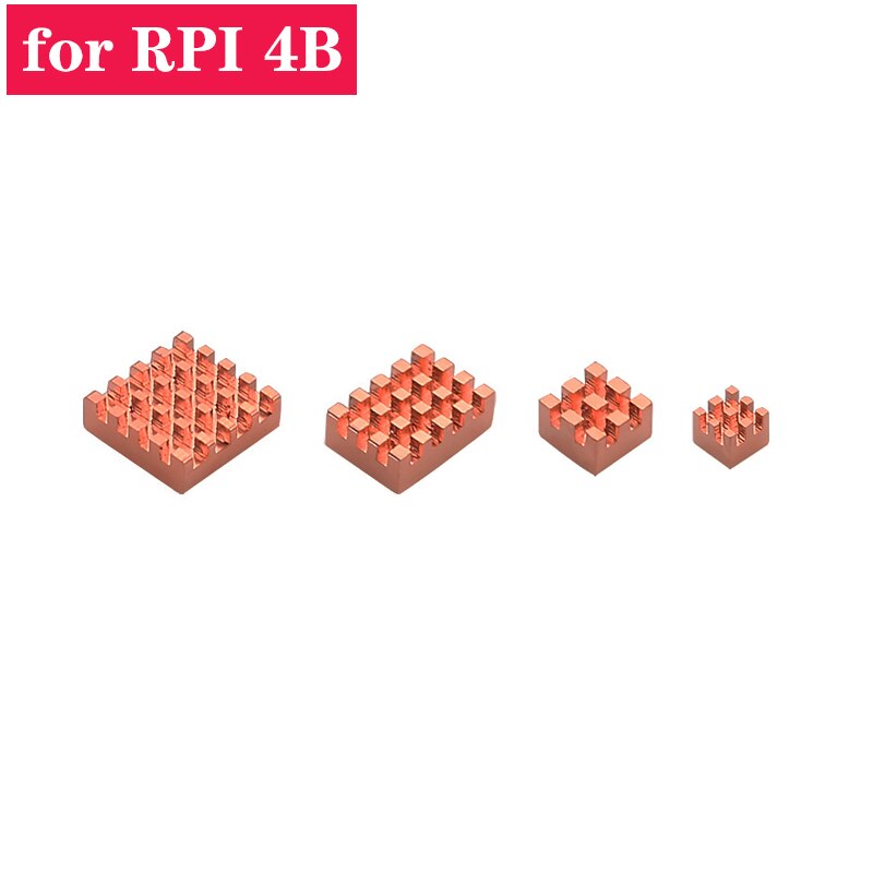 Raspberry Pi 4 Heat Sink 4pcs Cooper Cooling kit Heat Dissipation Radiator Heat Sink for Raspberry Pi 4 Model B Pi 4B