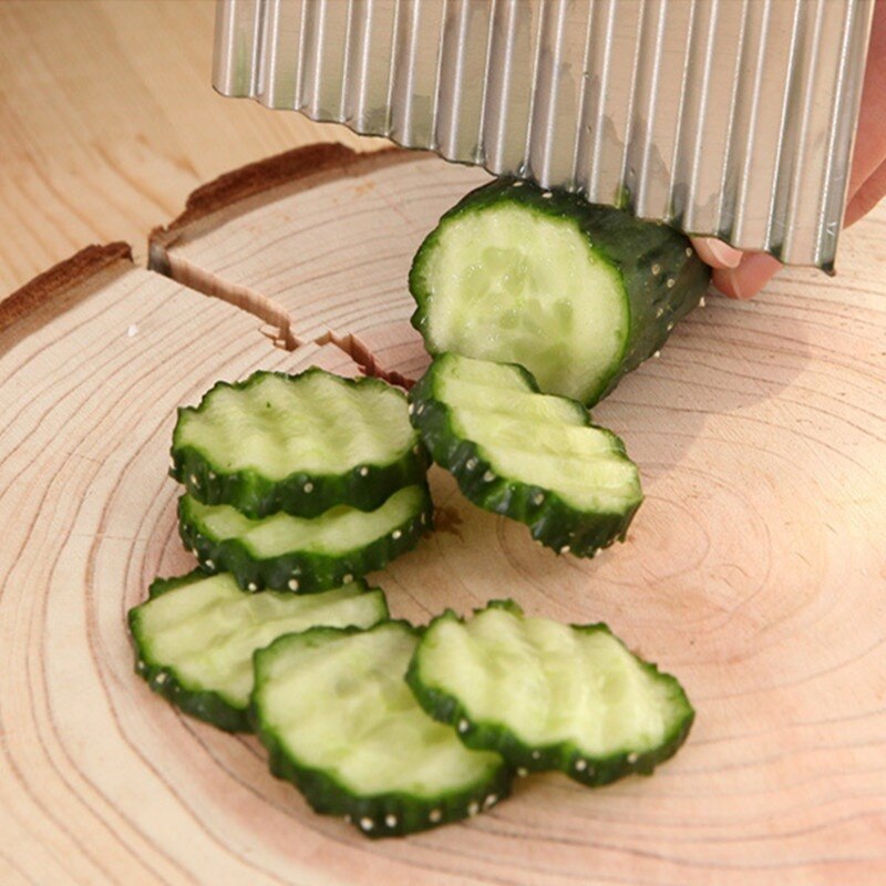 Stainless Steel Kitchen Accessories Wave Knife Chopper Serrated Blade Potato French Fries KnifeCarrot Slicing Knife