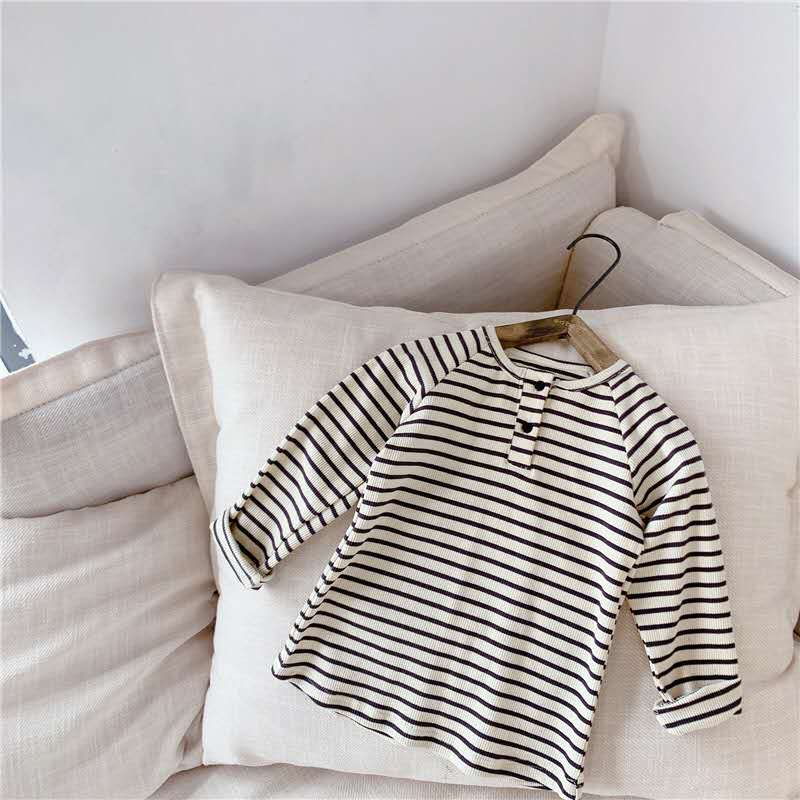 T-shirt à manches longues pour enfants, T-shirt porté à même la peau, coréen, garçons et filles, d'automne,: Beige / 90cm