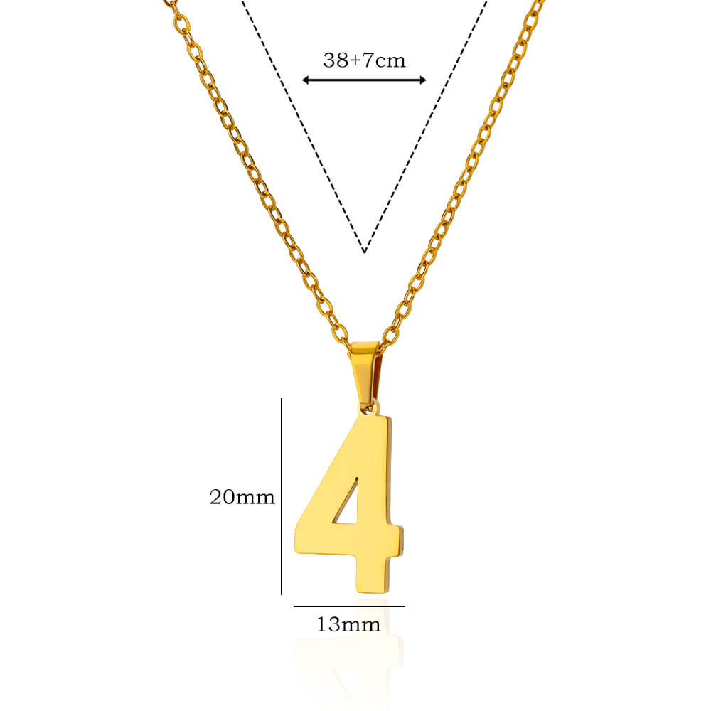 Digitale anhengskjeder for kvinner gullfarget figurnummerhalskjede kragebenkjede premium rustfritt stål smykker krage: Imitasjon rodium belagt
