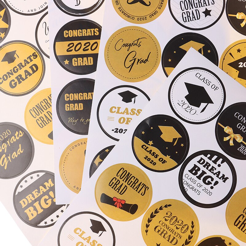 10Sheets/Pack Ronde Etiketten Afstuderen Thema Gedessineerde Afdichting Stickers Handgemaakte Roll Decals Voor Certificaat Decor