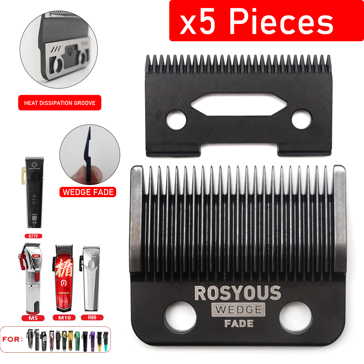 DLC FADE Blade Replacement for 2020C KULILANG VGR V003 Madeshow M10 Hair Clipper Titanium Plated Ceramics Blade: SKY BLUE
