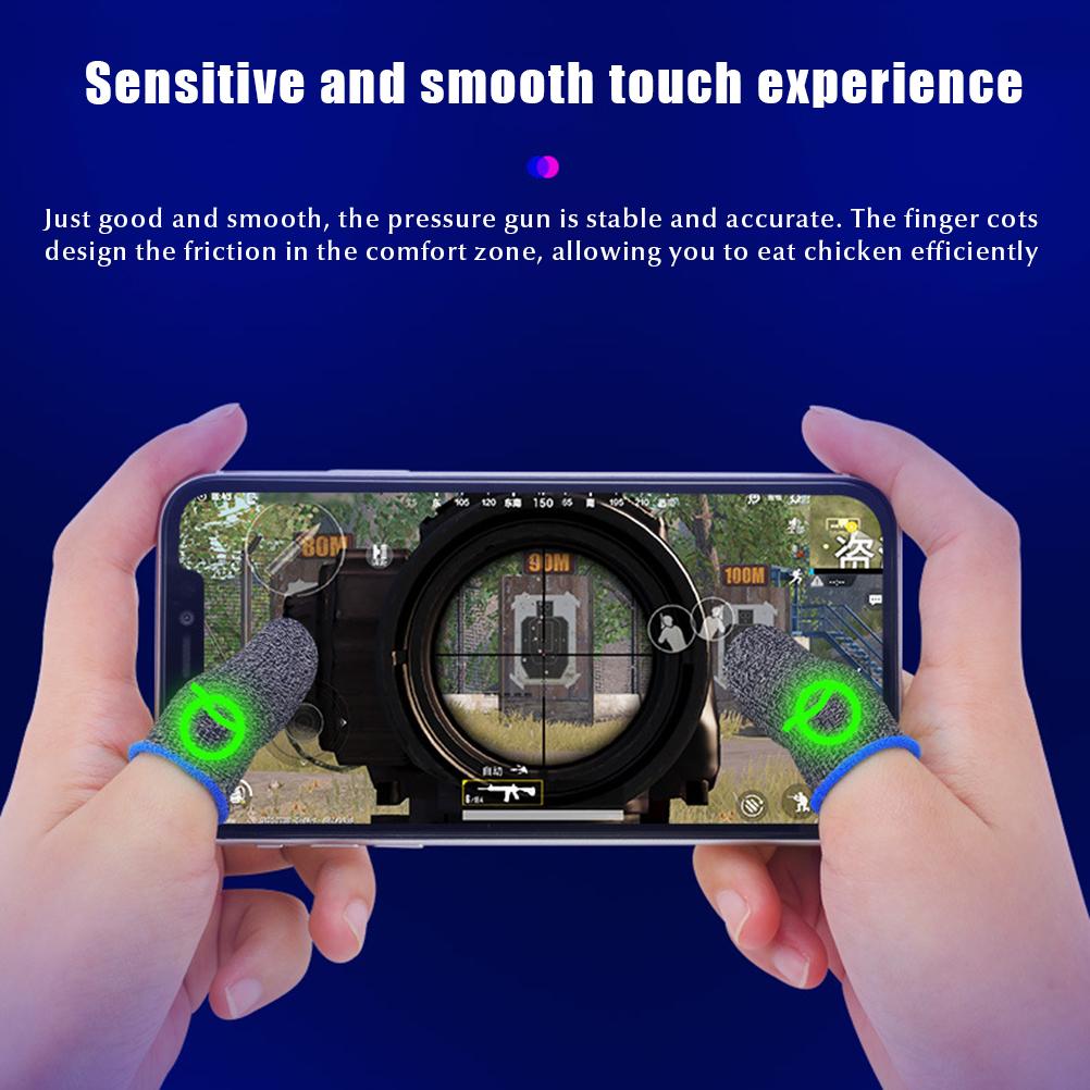 2Pcs Luminous Mobile Gaming Controller Finger Sleeves Mobile Game Gloves Touch Screen Finger Cots One Size