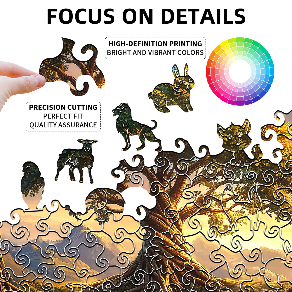 Tree of Life Waterfall River Wooden Puzzle for Adults | Uniquely Shaped Irregular Family Game – Eco-Friendly Wood Craft