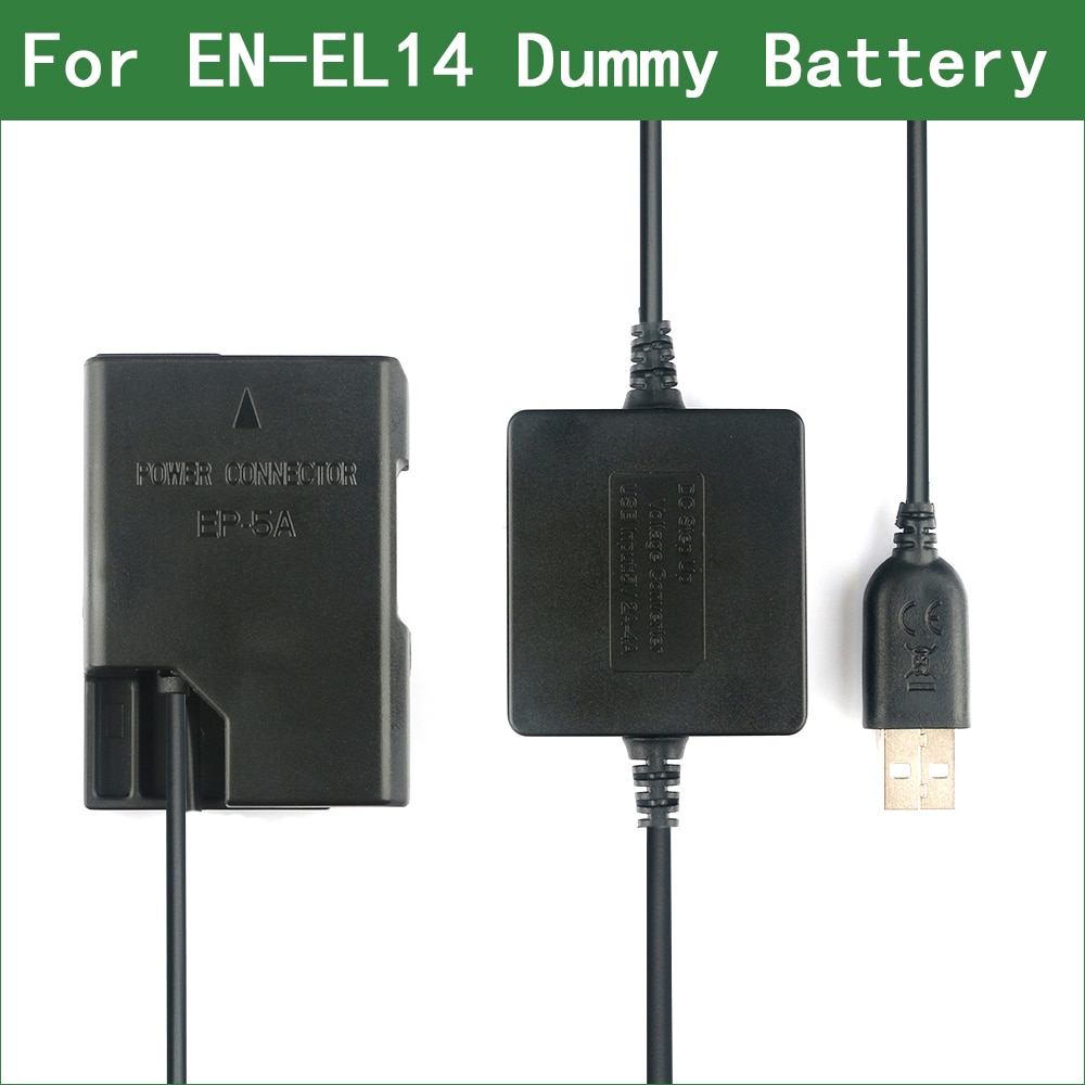 EN-EL14 EL14A EP-5A Dummy Battery Power Bank USB Cable for Nikon D3100 D3200 D3300 D3400 D3500 D5100 D5200 D5300 D5500 D5600 Df
