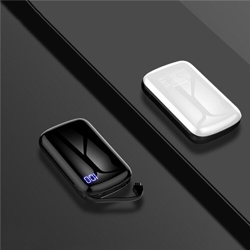 Mini Power Bank 50000Mah Grote Capaciteit Pocket Mobiele Telefoon Externe Batterij Ingebouwde Opladen Kabel Een-way Charger: white