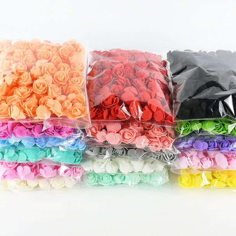 100/300Pcs 3cm Foam Rose Artificial Flowers Head Teddy Bear Roses Handmade DIY Decoration Wedding Valentines Day Home Decor