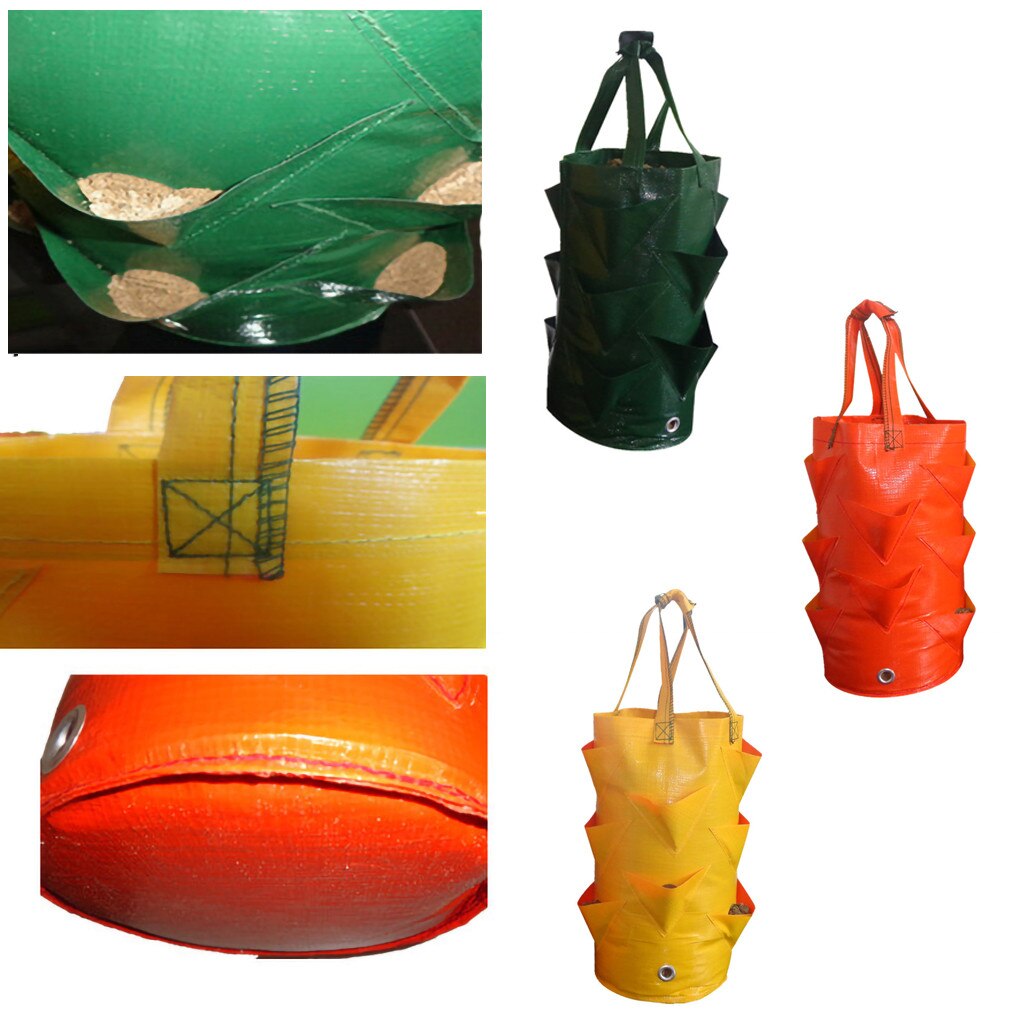 Strawberry Planting Bag Multi-mouth Container Bag Grow Planter Pouch Root Plant Growing Pot Bag Side Garden Home Tool