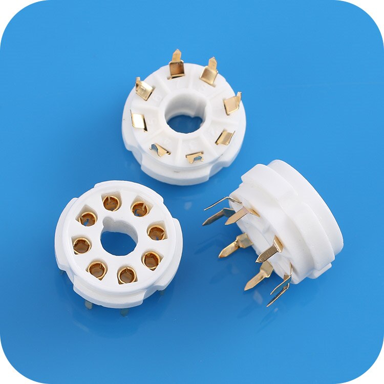 10Pcs Vergulde K8A Pcb Mount 8 Pin Keramische Buisvoeten Voor 6P3P 6SN7 6N8P 6N9P 5Z3P 5Z4P 6550 KT88 Vacuüm Buis Versterker Diy
