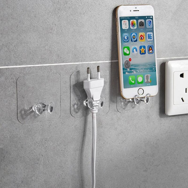 Power Plug Socket Hook Rack Holder Hanger Office Home Wall Decor