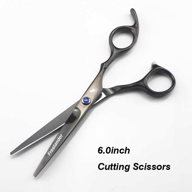 6.0 scissors dog pet grooming polishing tool animal hair Double tail curved scissors Cutting Scissors Thinning: Black Cutting
