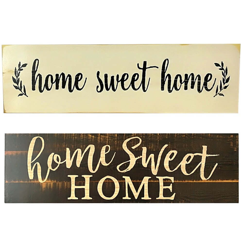 Hem sweet home script stor rustik trä skylt nödställda solid plakett vintage skylt vägg heminredning
