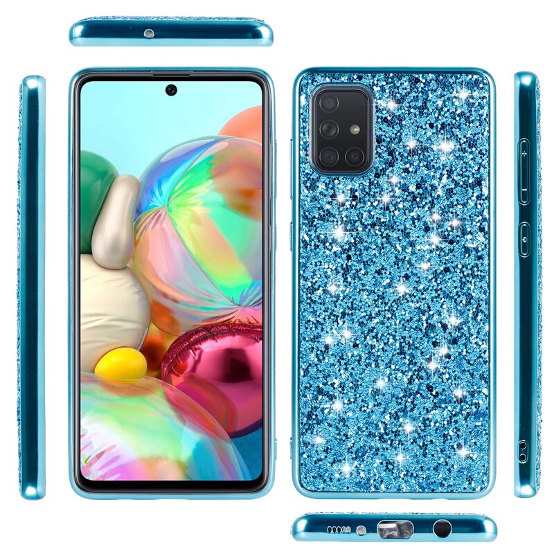 Pour Samsung Galaxy A51 étui Bling diamant paillettes couverture arrière pour Samsung A 51 A71 Anti-chute souple Silicone cadre étuis
