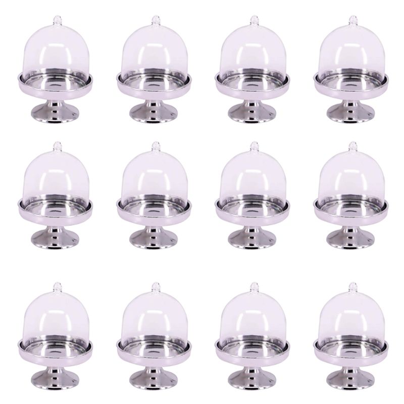 12 Stuks Mini Cake Stand Chocolade Cupcake Candy Display Plaat Deksel Verjaardag Bruiloft Halloween Kerst Feestartikelen