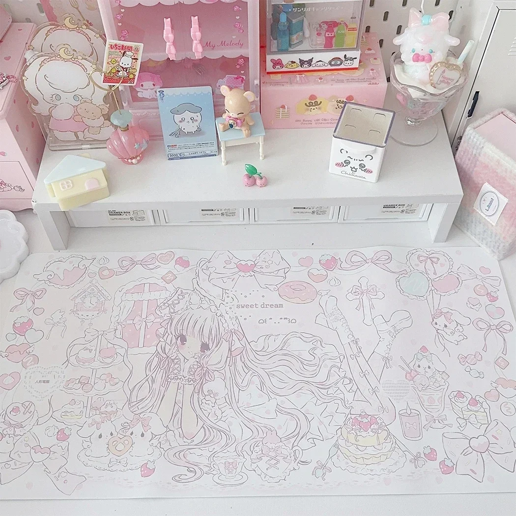 Oryginalna podkładka pod mysz dla dziewczynki PU ponadgabarytowa antypoślizgowa mata na stół do akademika biuro nauka podkładka pod klawiaturę komputera