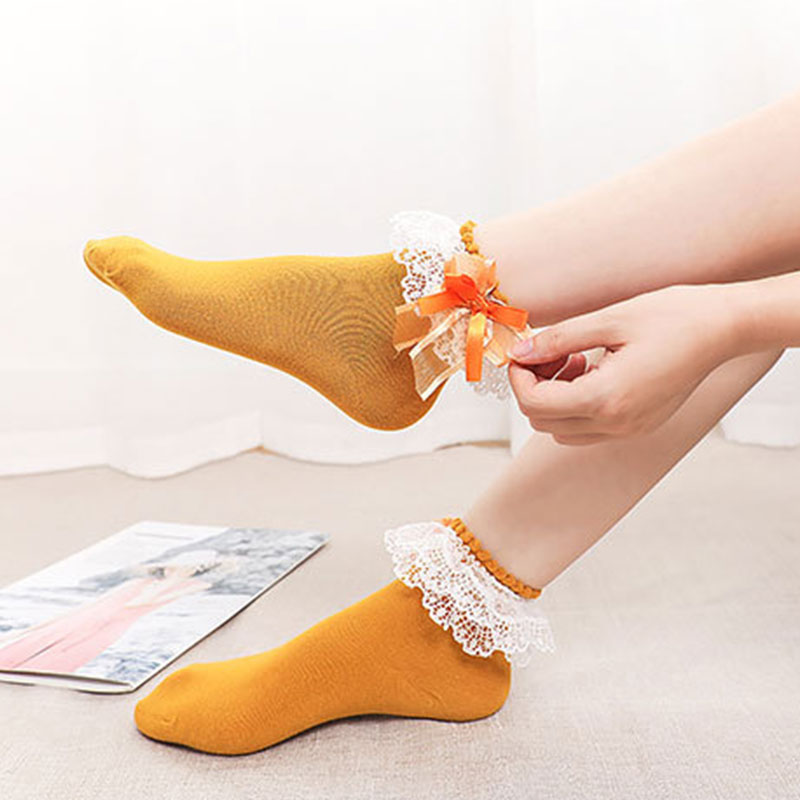 Summer Women Socks Girl Ruffle Sock Cute White Pink Lace Cotton Socks For Girls Lace Ruffle Frilly Ankle Socks