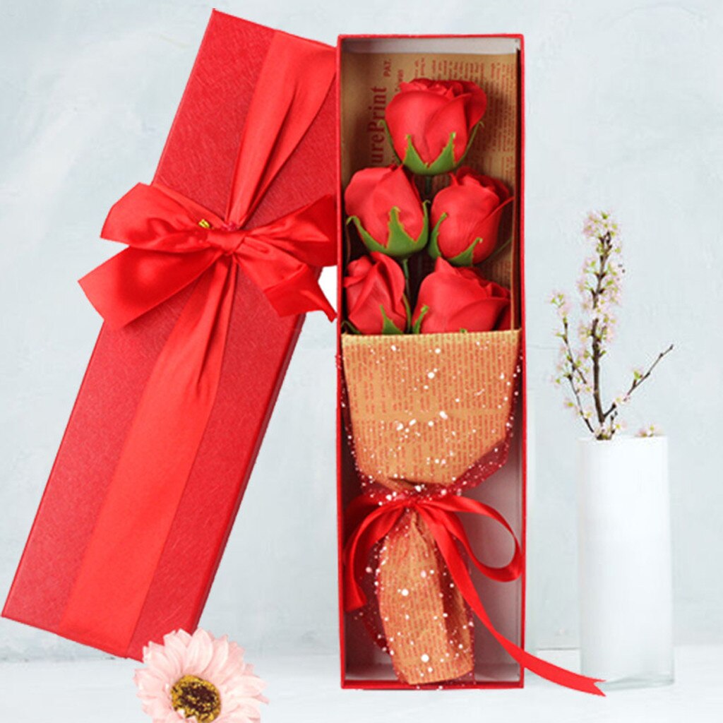 Caja de de jabón de rosas y flores, de decoración de boda, San Valentín: Rojo
