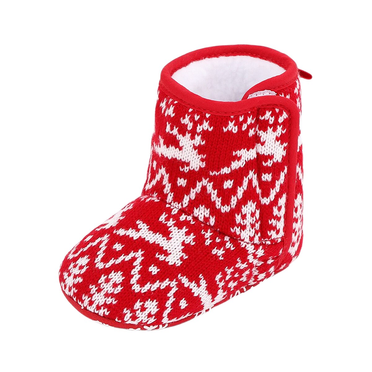 Botas de Navidad para bebé recién nacido, de Papá Noel de copo de nieve encantador, zapatos antideslizantes cálidos de invierno para niños y niñas de 0 a 18M: B / 0-6 meses