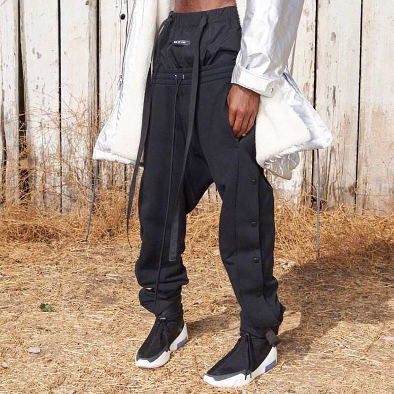 Pantalon de Jogging surdimensionné en coton pour homme, large, , sport, Jogging, gris, hiver, jambes amples, Baggy, Hip Hop