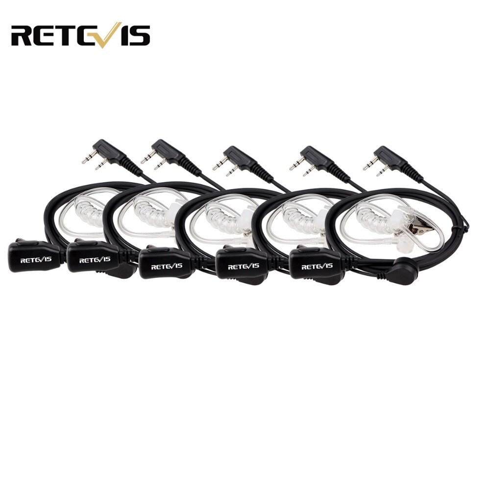 5pcs Retevis PTT Mic Air Akoestische Buis Oortelefoon Walkie Talkie Headset Voor Kenwood Baofeng UV-5R Retevis H777 RT22 RT80 c9003