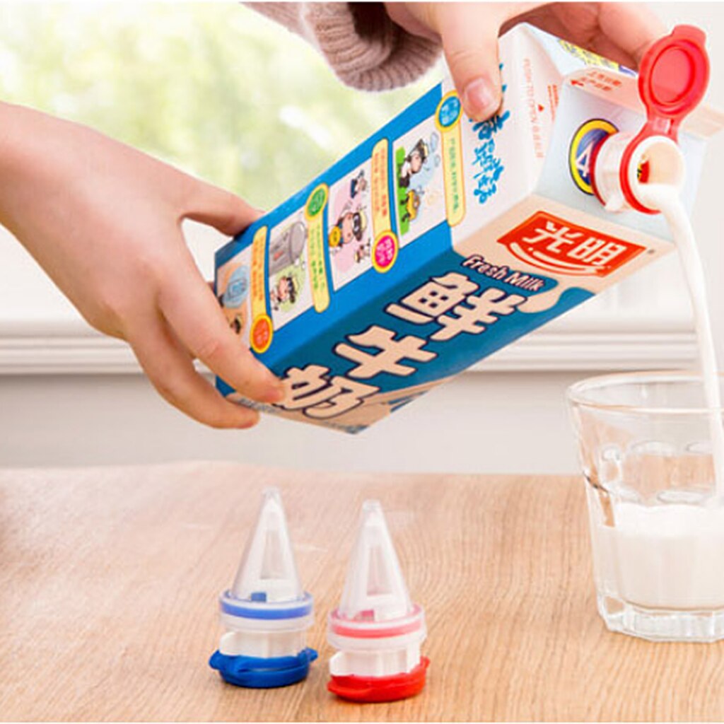 Bec verseur en Silicone, bouteille de lait en brique, séparateur de bouteille de boisson, bouchons de changement de boissons-garder les boissons fraîches et fraîches 2 pièces