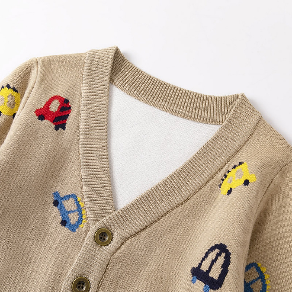 Cardigan per bambini primavera e autunno Cartoon Car Print maglione cardigan giacca cappotto ragazzi bambino abbigliamento per bambini