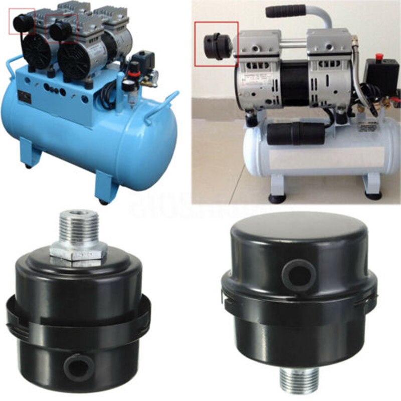 1 Stuk 3/8 16 Mm Intake Filters Geluiden Uitlaat Stilte Zwarte Draad Metal Air Compressor Onderdelen Accessoires Pneumatische Onderdelen