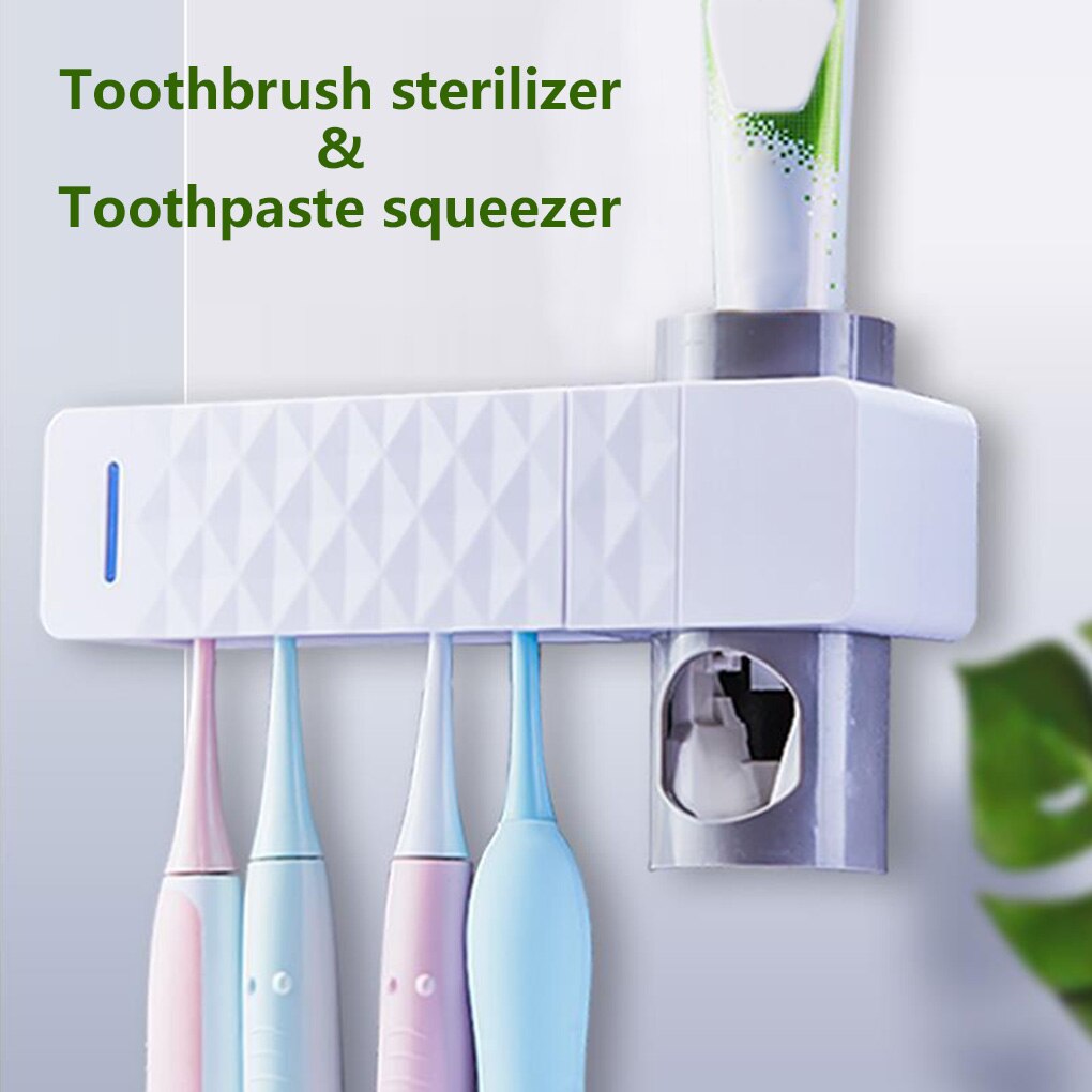 Uv Tandenborstel Tandpasta Houder Met Uv Licht Schoonmaken Functie Automatische Tandpasta Knijper