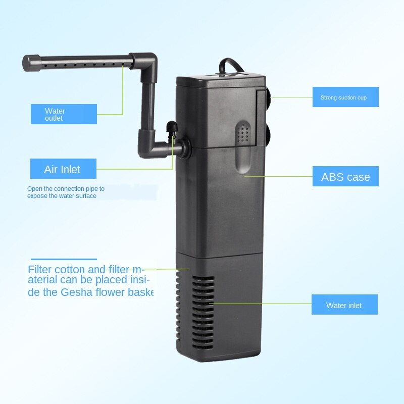 Small fish tank filter submersible pump quiet three-in-one pump aquarium oxygen pump fish culture filter equipment Turtle filter
