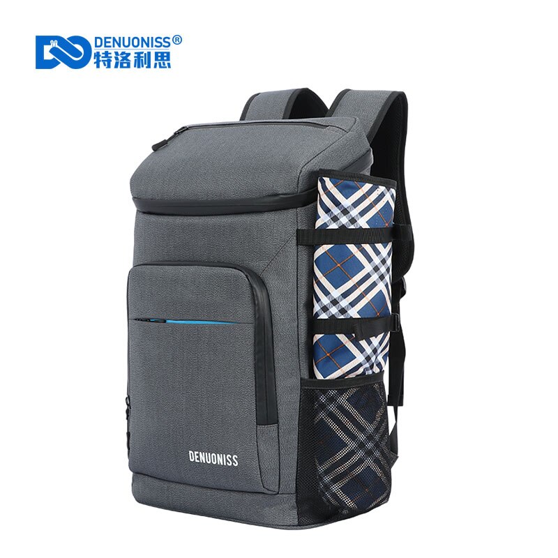 Denuoniss udendørs vinkøletaske stor kapacitet vandtæt stof lækagesikker picnicpose med eva mat termisk rygsæk: Blå