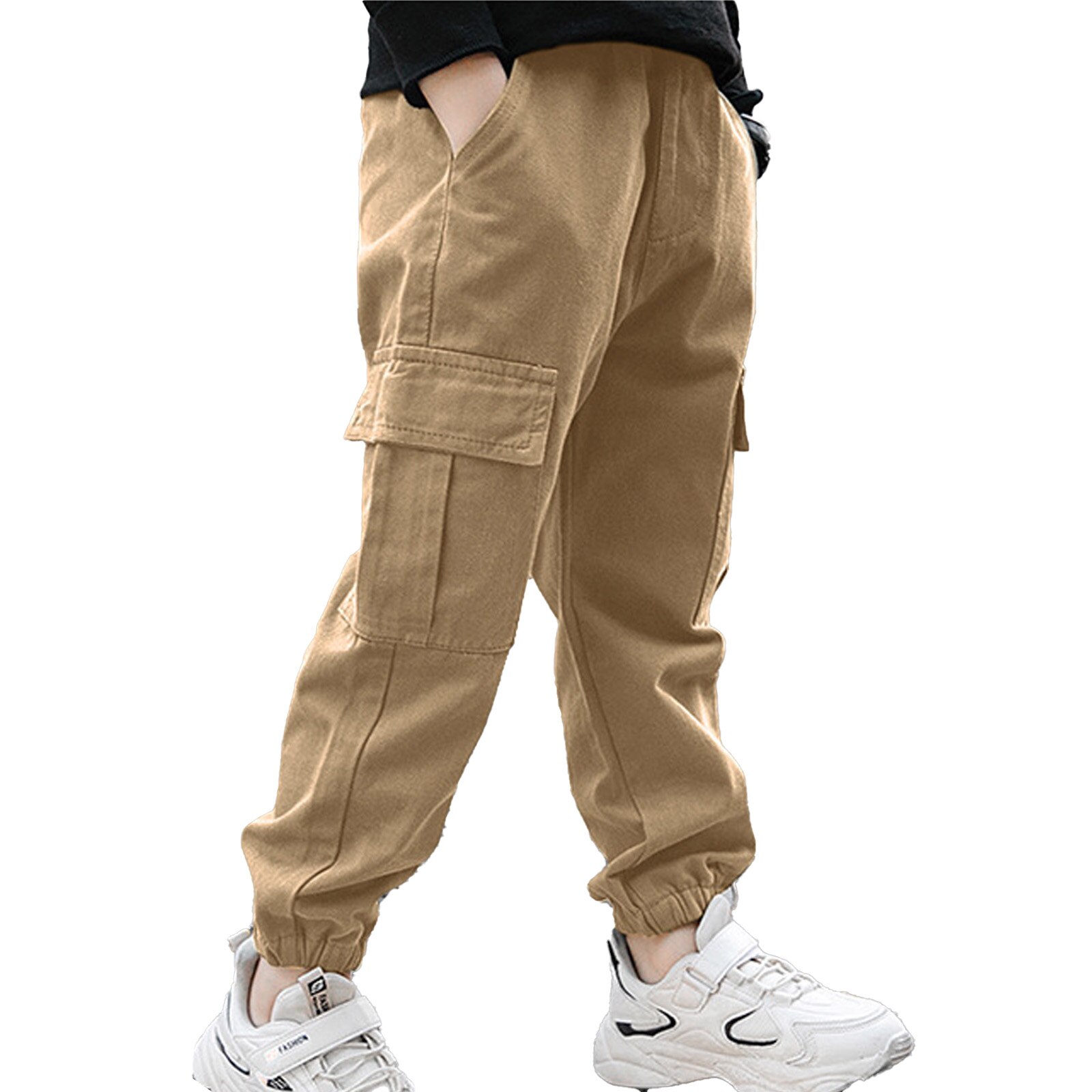 Boys Pants Cargo Pants Kid Sport Pants Jogger Tracksuit for Hiking Jogging Sweatpants Sportswear Children&#39;s Trousers: Khaki / 14