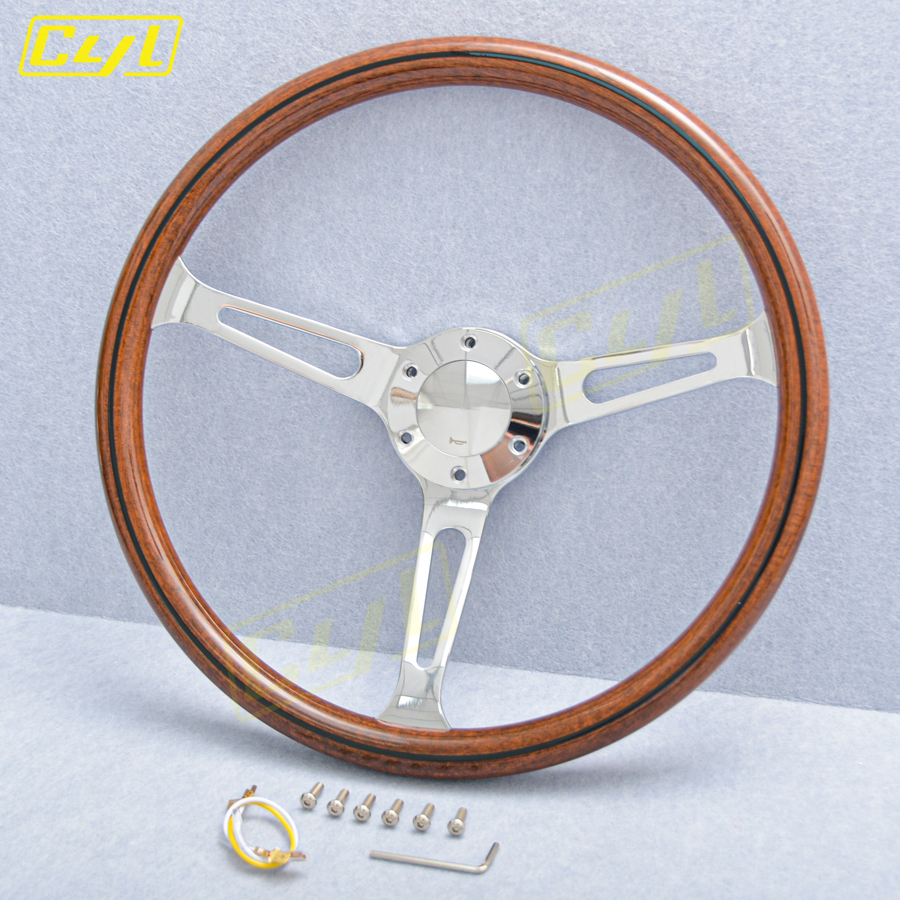 15 Zoll 380 mm Universal- retro Auto Holzfilm Lenkrad Klassisches Jahrgang Holz Sportlenkrad