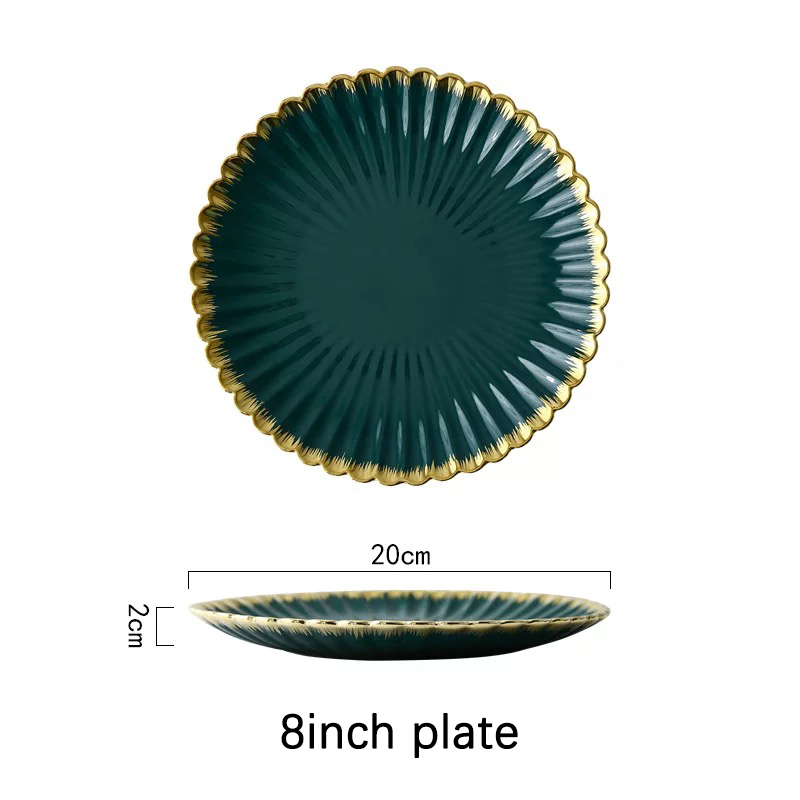 Green tableware set plate food plate salad soup bowl plate bowl set leaf plate dinner plate sets dinnerware set plates dishes: 8inch plate