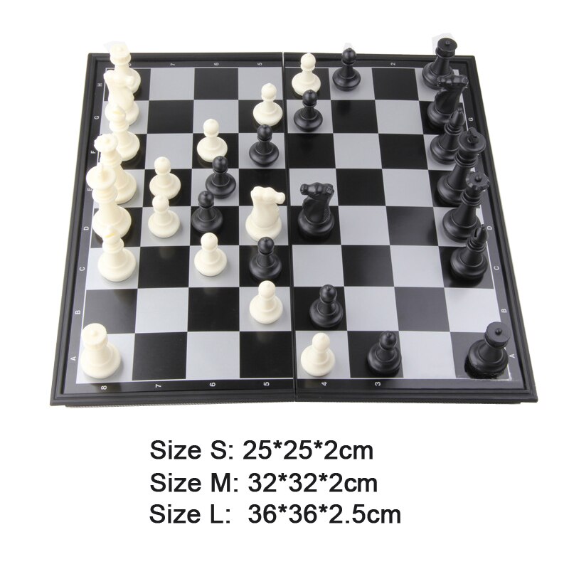 BSTFAMLY plastic chess set, portable international chess, folding chessboard magnetic chess game king height 50/65/81 mm I5