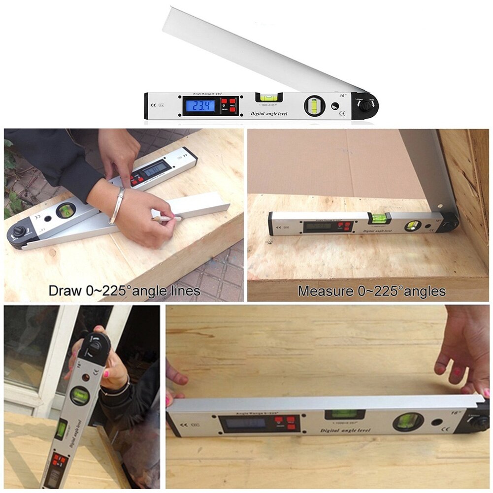 400mm Slope Tool Angle Level Digital Goniometer Measuring LCD Display Battery Powered Accurate With Magnetic Base