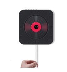 Vægmonteret bluetooth cd-afspiller, trækkontakt med fjernbetjent hifi-højttaler usb-drev afspiller hovedtelefonstik aux input/output: Sort