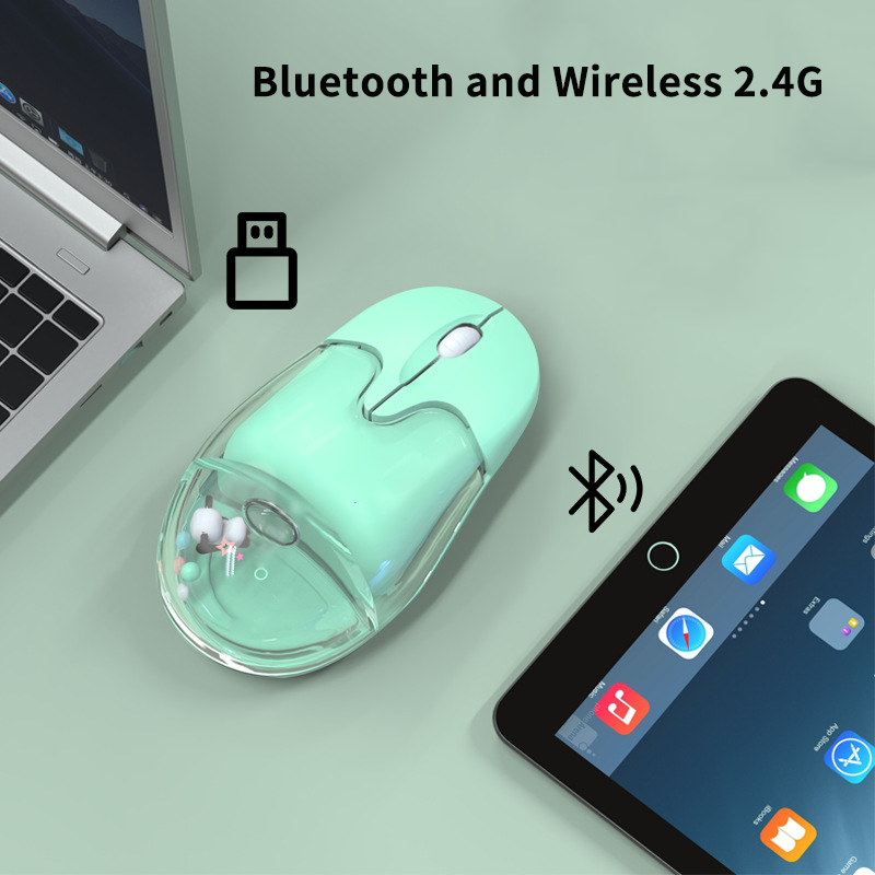 Mouse wireless dual-mode Mouse cablato Mause Design creativo Bambola galleggiante Pulsante muto ricaricabile Bellissimi mouse Uso ufficio Ergonomia