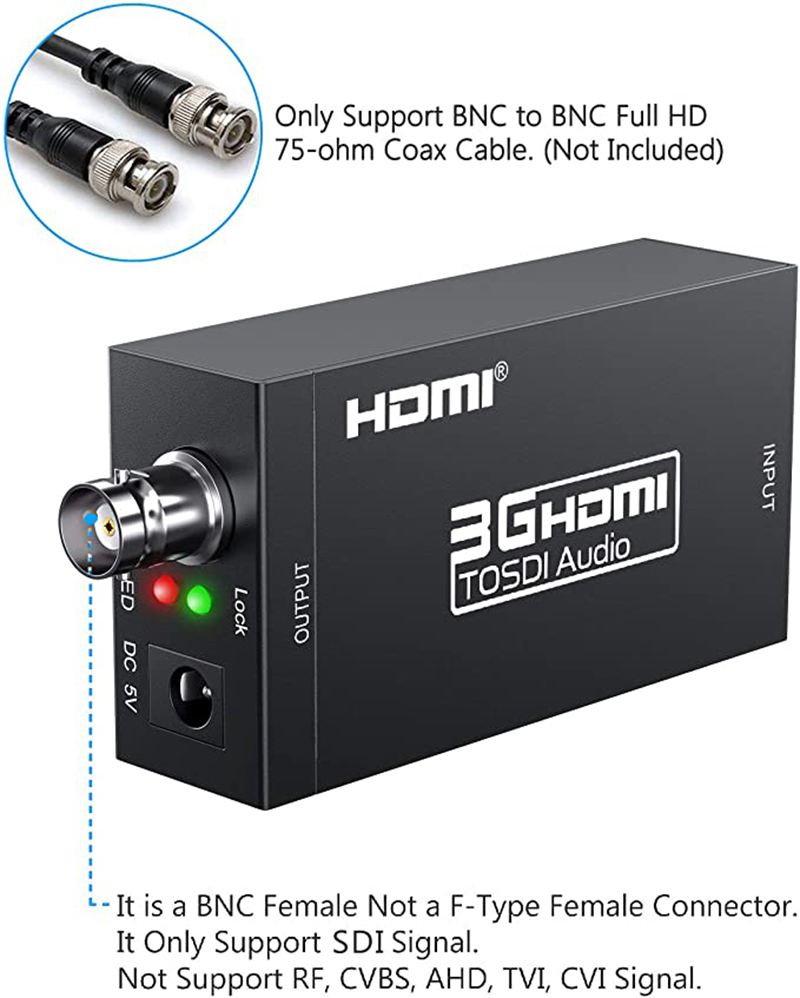 HDMI naar SDI-converter HD Video 1080P HDMI naar BNC SDI/HD-SDI/3G-SDI voor monitor HDTV