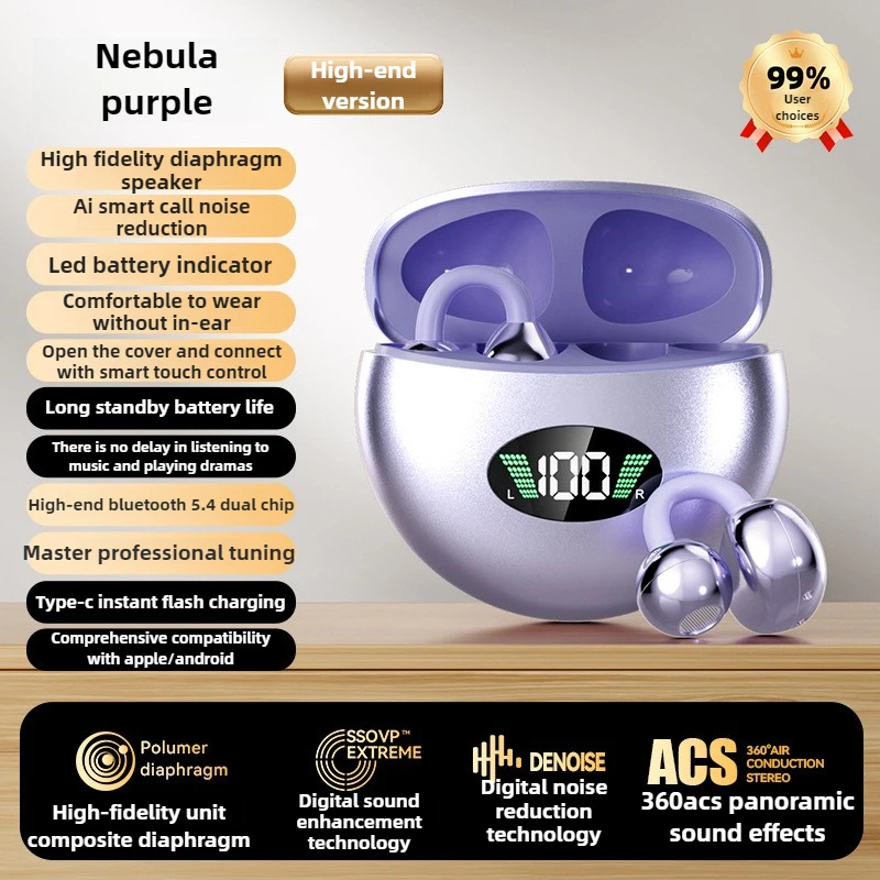 Auriculares Bluetooth inalámbricos con clip Xiaomi de sonido Alto valor Batería de larga duración Perfecto para deportes Estilo de vida activo: Morado