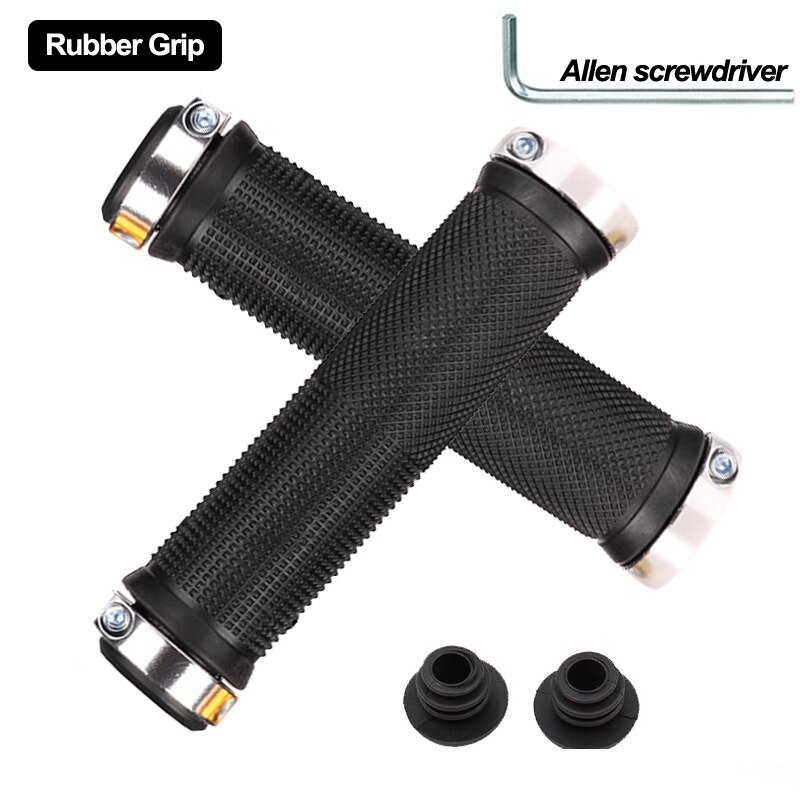 Foamed Rubber MTB Grips Alloys Bilateral Lock Bicycle Handlebar Soft Grip Anti-skid Mountain Bike Handle Accessories BMX Cycling: Rubber Silver