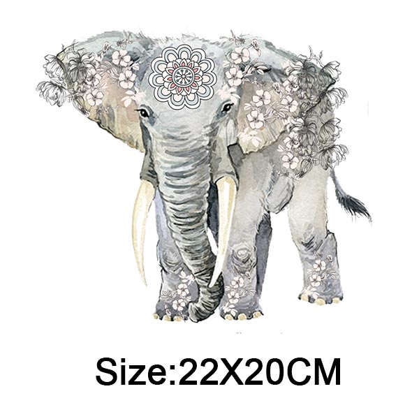 Mandalas Olifant Warmteoverdracht Vinyl Diy Dier Patches Voor Kleding Een-Niveau Wasbare Ijzer Op Vrouwen T-shirt Kleding Sticker 281: Default Title